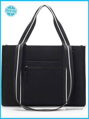 Structured Work Tote Bag with Multiple Pockets Padded Laptop Sleeve Durable